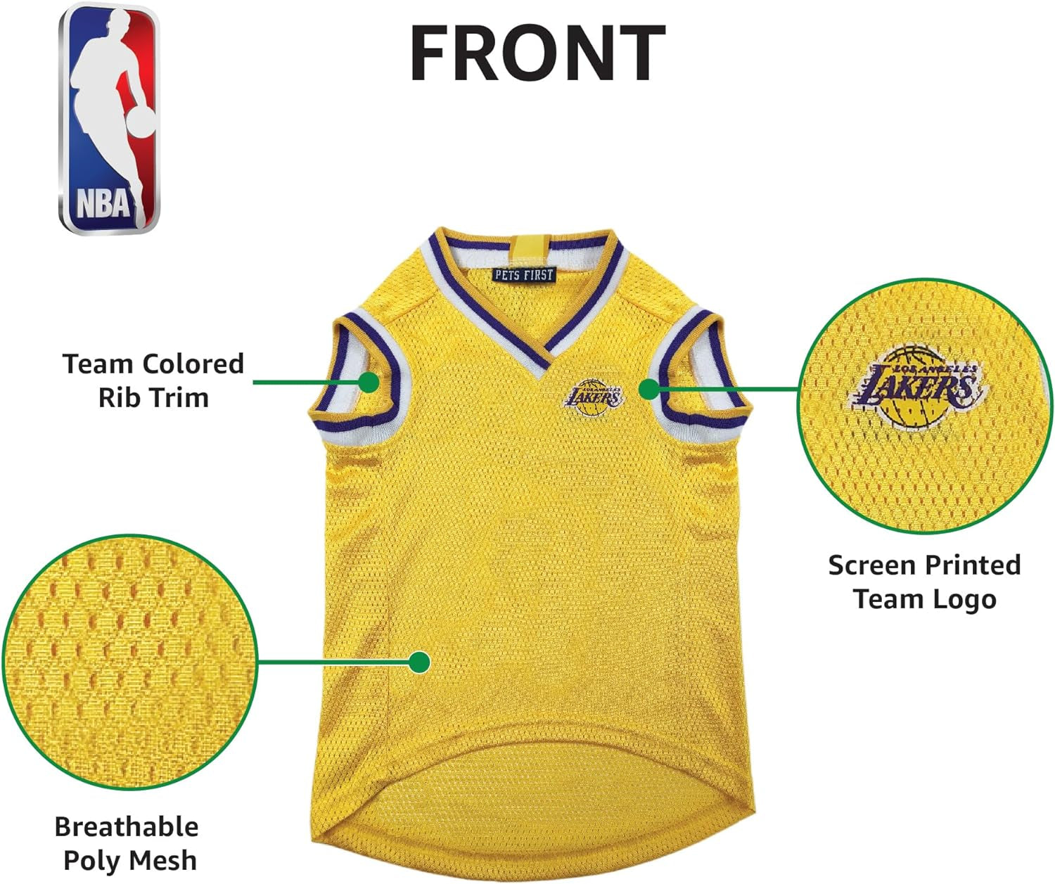 NBA Los Angeles Lakers Dog Jersey - Large Tank Top for Basketball Fans' Pets