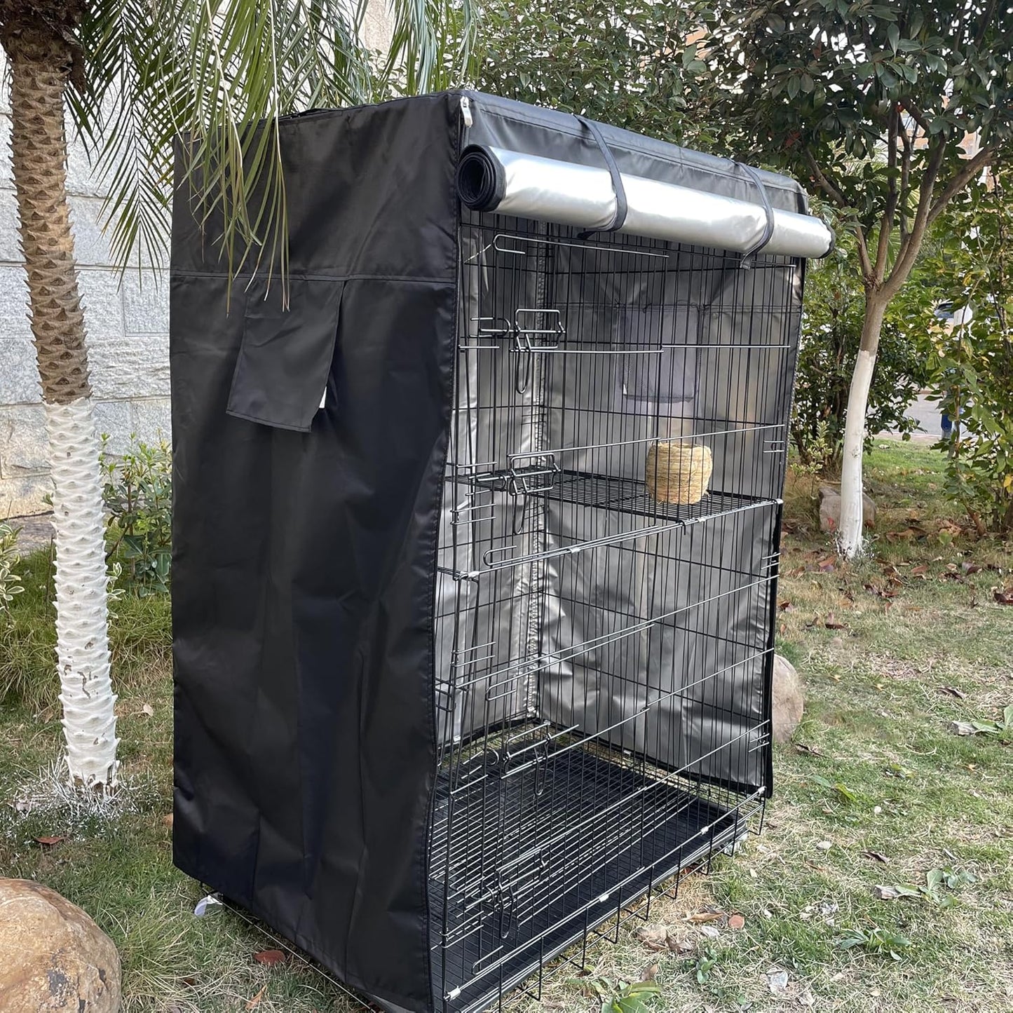 Premium Black Birdcage Cover - Universal Fit, Breathable & Washable for Parrots - 20"W x 20"D x 30"H