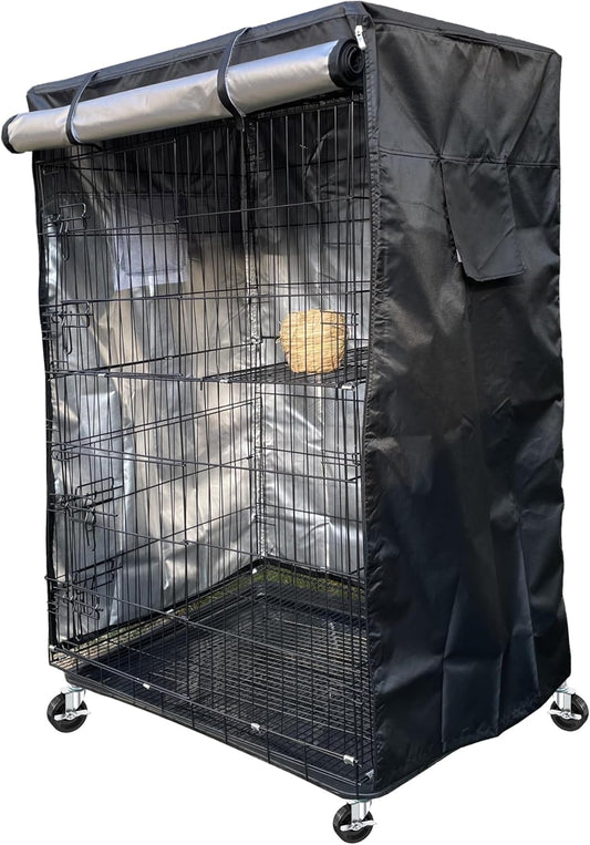 Premium Black Birdcage Cover - Universal Fit, Breathable & Washable for Parrots - 20"W x 20"D x 30"H