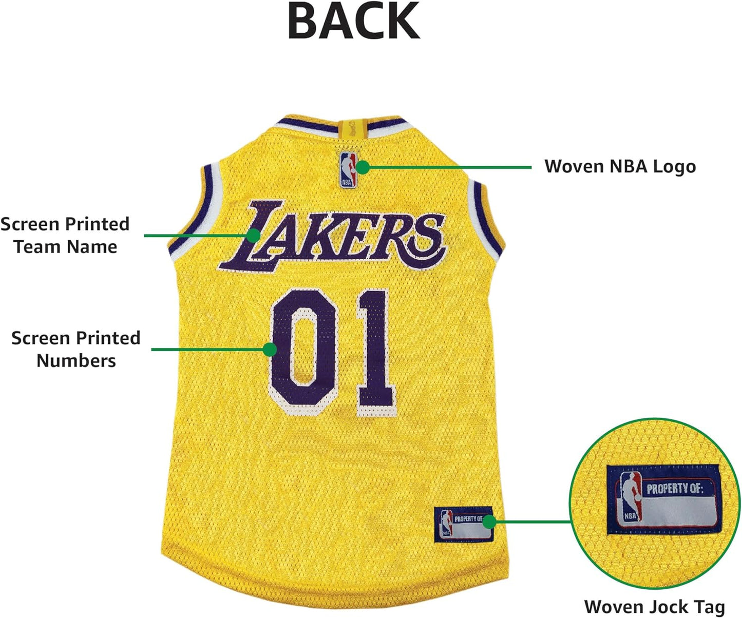 NBA Los Angeles Lakers Dog Jersey - Large Tank Top for Basketball Fans' Pets